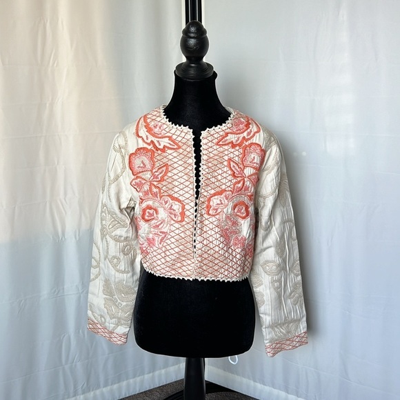 Soft Surroundings Twin Garlands Embroidered and Beaded Bolero Jacket - Picture 2 of 8